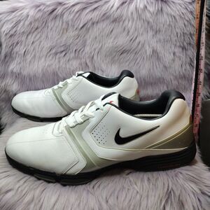 Nike Golf Lunarlon Lunar Saddle Leather Spiked Shoes Mens Sz 15 White 551456-100
